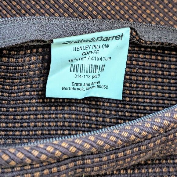 Crate&Barrel Henley Pillow Covers Thick Cotton Zip Off Set of 3 - Picture 9 of 11